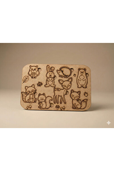 Tahtagurusu Educational Wooden Toy: Animal Figure Puzzle and Acrylic Paint Se...