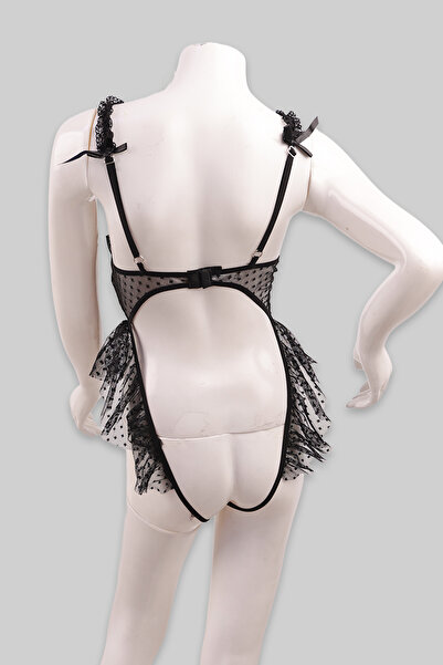 Midnight Fantasy Polka Dot Sheer Black Lingerie Set