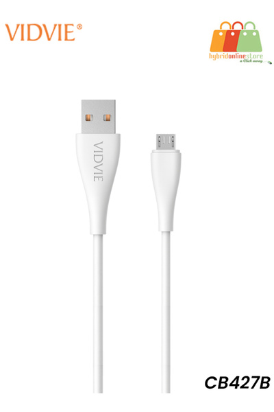 Vidvie CB427B Micro USB Charging Cable 1M Length 2.4A Output Durable TPE Design White Cable DevicesX