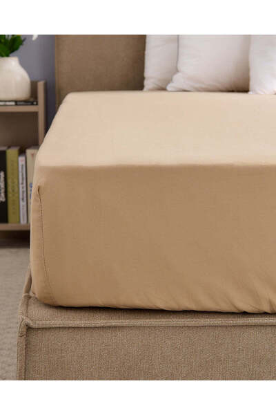 REDTAG Beige Cotton Fitted Sheet (Single Size)