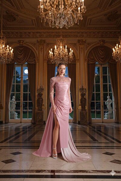 Kenzel KOLLARI VE OMUZU TRANSPARAN TAŞLI ABİYE ELBİSE