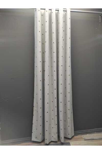 Evcimenhome Thermal Lined Linen Rustic Curtain with Eyelet Metal Rings 170Cmx225Cm Bee