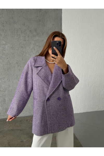 My Blog Palton supradimensionat cu model în dungi mov - 7060