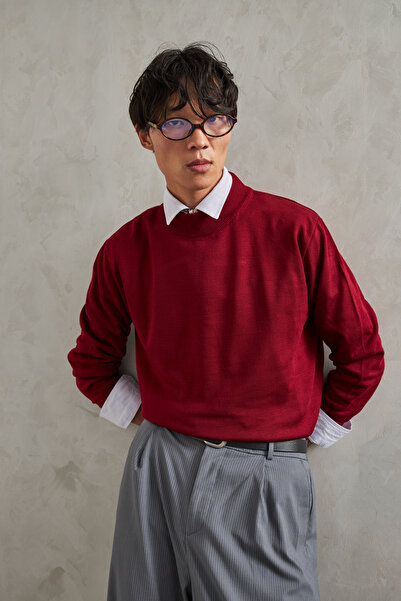 HYMAN Men's Half Fisherman Oversized Basic Knitwear Sweater