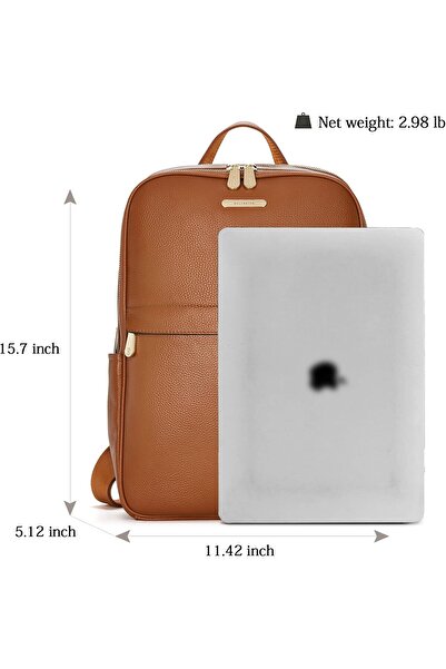 BOSTANTEN Genuine Leather 15.6" Laptop Backpack Purse for Women - Casual Travel Daypack