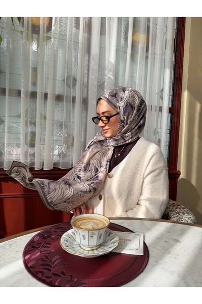 Mooncorn Μεταξωτό σάλι από μετάξι Χεβέι με μοτίβο ναυτικού μπλε