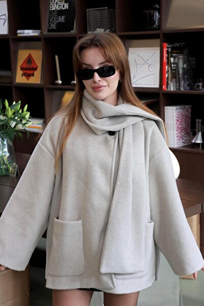 BAŞARAN Μπουφάν με κασκόλ από βιζόν