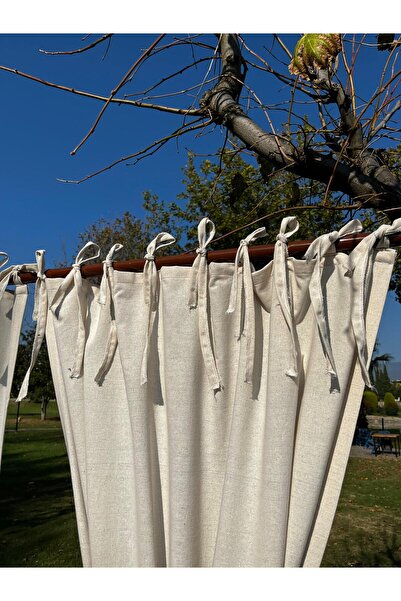 SEVCAN TEKSTİL İp Bağcıklı Vintage %100 Pamuklu Rustik Buldan Keten Perde Tek Kanat EnxBoy