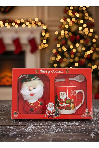 FORTES NEOL BABA HEDİYELİ SERAMİK BARDAK KAŞIKLI KUPA MERRY CHRİSTMAS