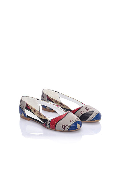 Streetfly New Year Themed Printed Colorful Women's Ballerinas