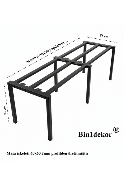 Bin1dekor Ağaç Masalarınız İçin Metal Salon Yemek Masa Ayağı (Masif ve Ceviz ...