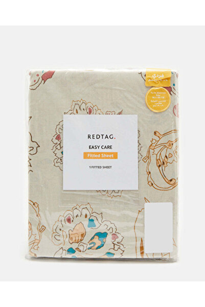 REDTAG Beige Printed Fitted Sheet (Single Size)