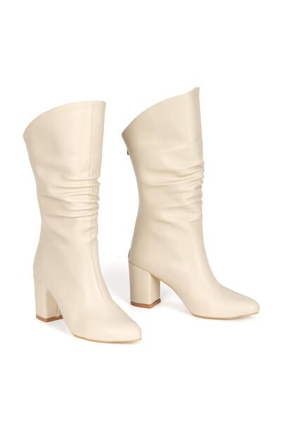 ALON Arkadan Fermuarlı Kırışık Çizme