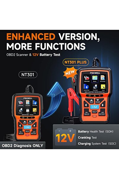 Foxwell جهاز فحص البطارية وتشخيص الأعطال NT301 Plus 2 في 1
