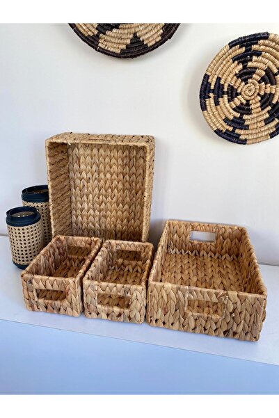 LEONEV Rectangular Wicker Organizer Set 4 Pieces