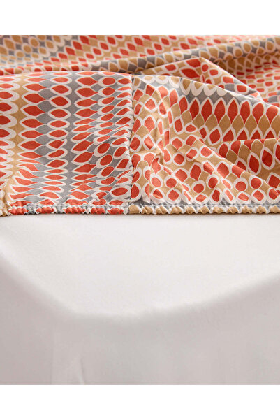 REDTAG Brown Geometric Printed Fitted Sheet (Single Size)