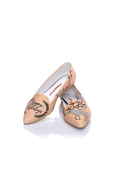 Streetfly New Year Themed Printed Colorful Women's Ballerinas