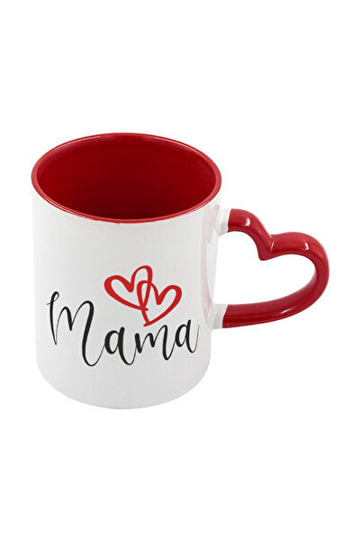 AFFIX THE DIFFERENT PERSPECTIVE Personalized white mug, red heart-shaped interior + handle, Mother Collection, Mother's Day, Model 3