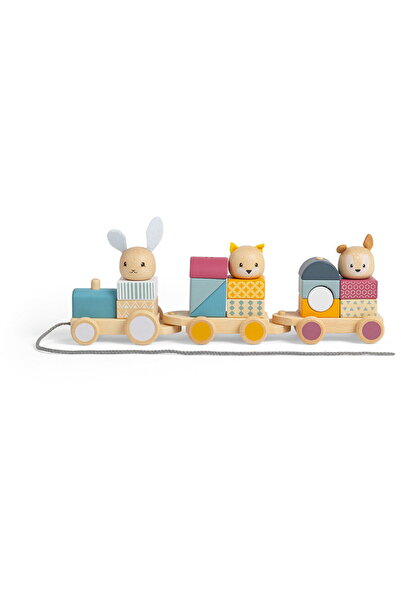 BIGJIGS Toys Train with shapes - Happy animals
