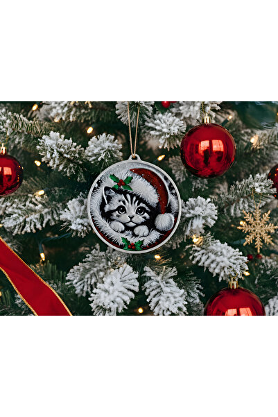 YILBAŞI SÜSÜ Yılbaşı Ağacı Sevimli Kedi Süsü 2'li Set