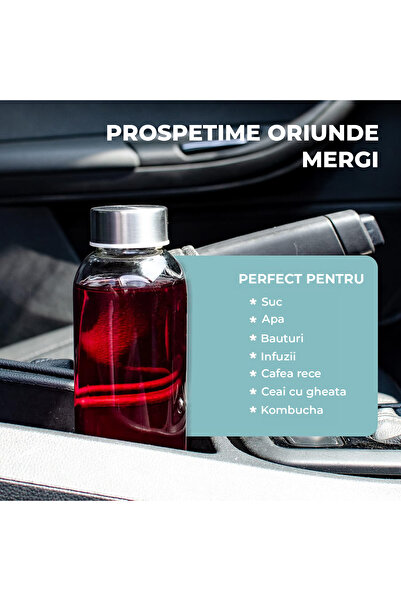 Elindor Set of 6 Elindor® Bottles with Stainless Steel Lids, 100% Leakproof, 22 x 6 cm, 530 ml, Transparent