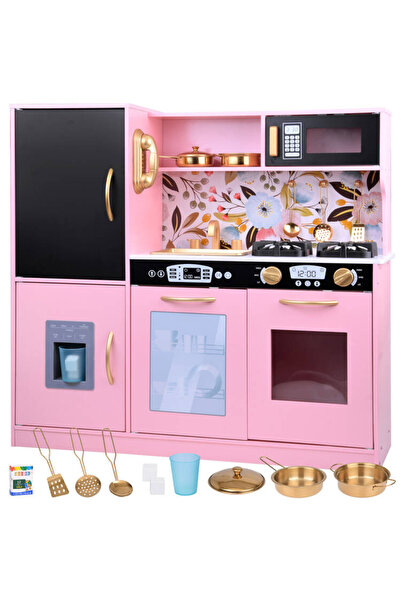 Jokomisiada Bucatarie din lemn pentru copii Retro pink, cu efecte sonore si l...