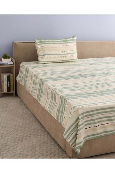 REDTAG Green 2 Piece Printed Flat Sheet (Single Size)