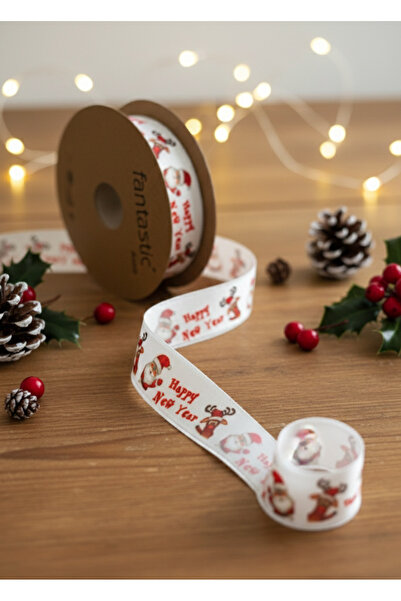 FANTASTIC KURDELE Yılbaşı Baskılı Kurdele Noel Baba Merry Christmas Hediye Pa...