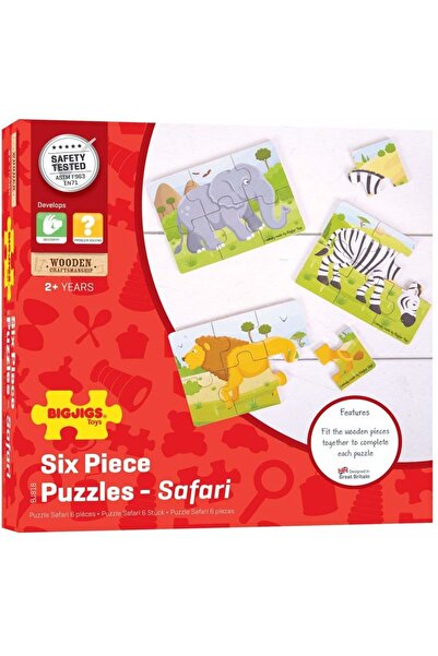 BIGJIGS Toys Set 3 puzzle din lemn - Jungla Vesela