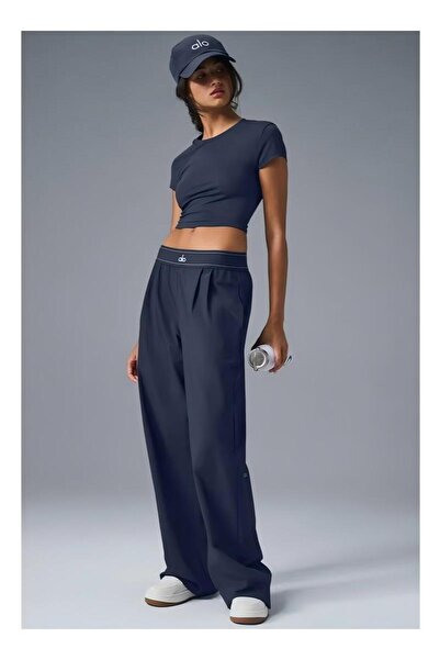 Alo 30 inches Women Casual Wide Leg Pants - Straight Sweatpants (Dark blue)
