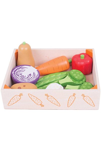 BIGJIGS Toys Cutiuta cu legume din lemn