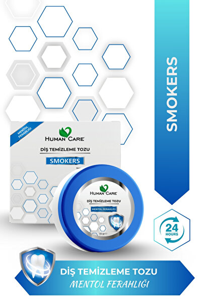 Human Care مسحوق تبييض الأسنان - مسحوق تنظيف الأسنان بالمنثول للمدخنين - ذو ت...