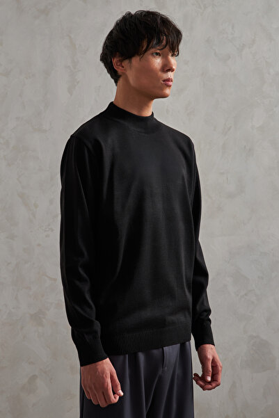 HYMAN Men's Half Fisherman Oversized Basic Knitwear Sweater