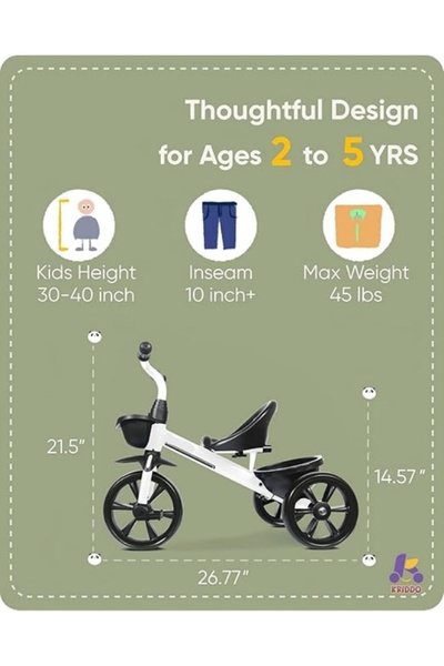 Yagud Kids Balance Bike, with Adjustable Seat and Storage Basket, for Toddler 2-5 Years Boys and Girls