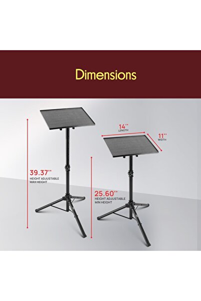 PYLE Universal Laptop & Projector Tripod Stand PLPTS2 (14" x 11" Tray, 22–35 in)