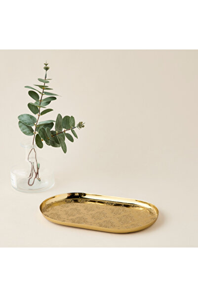 Lifestyle Embossed Metal Serving Tray - 25x16x2 cms