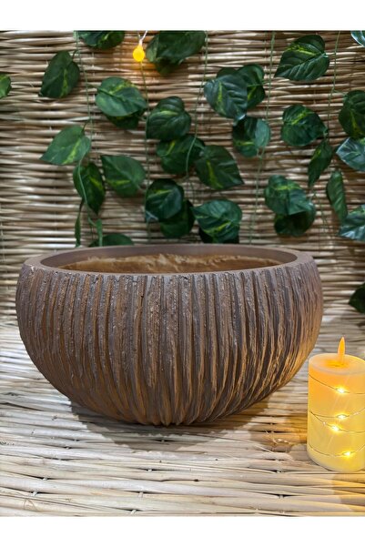 Ekodoğa 17 Cm Çizgili Hafif Beton Aranjman Saksı
