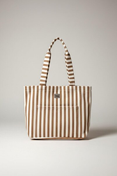 Bagg Mink Striped Woven Fabric Bag
