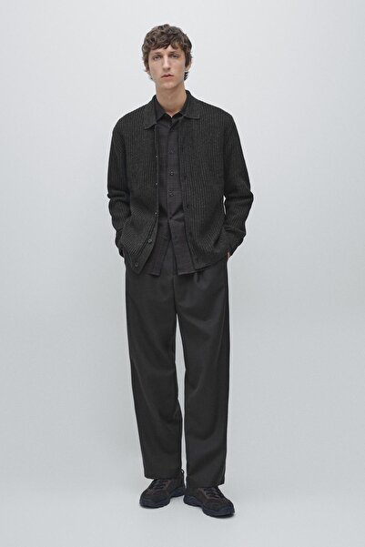 Massimo Dutti Düğmeli pamuklu yün triko hırka