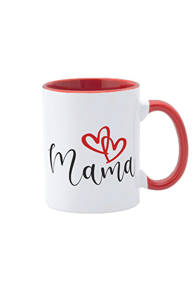 AFFIX THE DIFFERENT PERSPECTIVE Personalized white mug, red interior and handle, Mother Collection, March 8, Mother's Day, Model 3