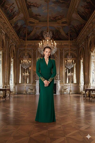 Kenzel KOL UÇLARI VE OMUZLARI HAZIR AKSESUARLI ABİYE ELBİSE