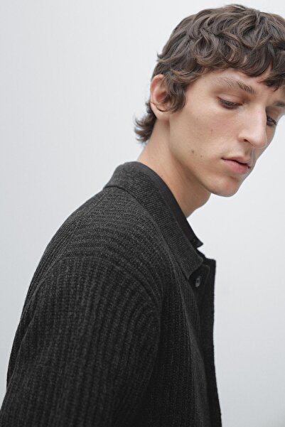 Massimo Dutti Düğmeli pamuklu yün triko hırka