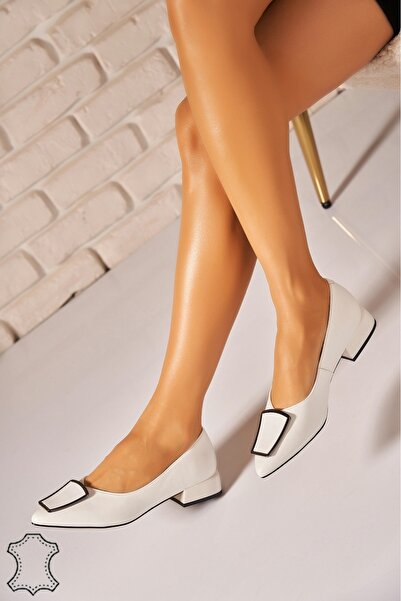 Joana White Leather Heels - Fardow, Size 38