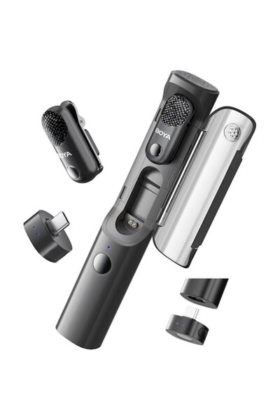 BOYA USB-C 4-in-1 Lavalier Microphone, Wireless Multifunctional, AI Noise Reduction, 30h Battery, 100m Ra