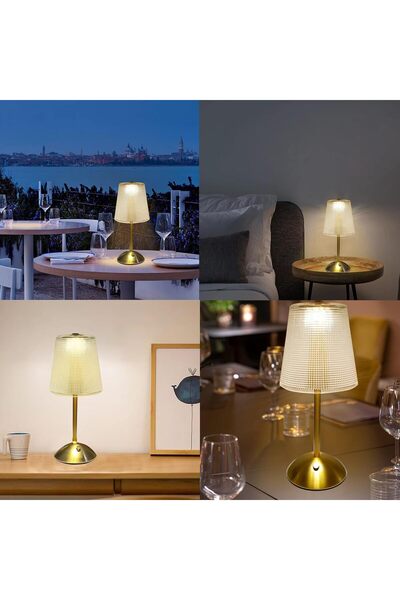 Generic Crystal Bedside Table Lamp - 3-Color Touch Dimmable Rechargeable Wireless LED, White