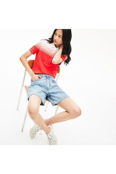 Lacoste Kadın Regular Fit Mavi Denim Bermuda