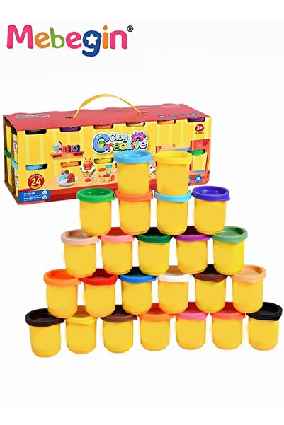 MEBEGIN ألعاب تركيبية مصنوعة يدويًا من البلاستيسين للأطفال، عبوة من 24 قطعة، علبة ألوان غير سامة، 50 جرام