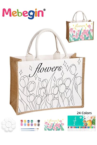 MEBEGIN DIY Tote Bag, DIY Personalized Handbag with Painting Kit, Canvas Groc...