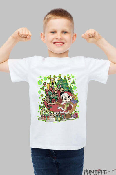 GILDAN Tricou De Craciun Copii Mickey Mos Craciun Cu Pluto Vesel Baiat