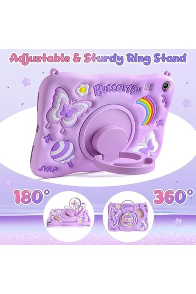 Coolden iPad 11/10/9-inch Case (10th/11th Gen 2022/2025) — 360° Rotating Stand, Shoulder Strap, Silicone,